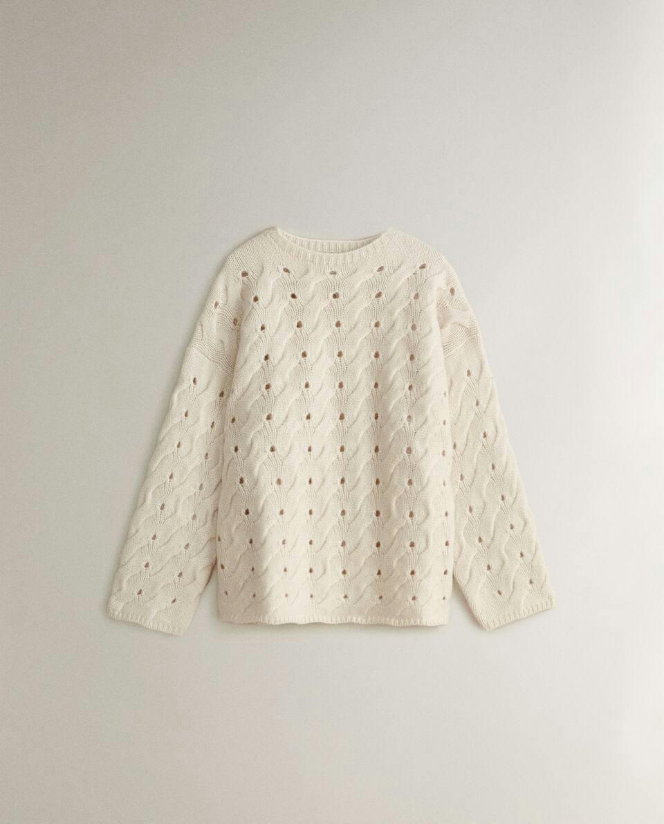 SUÉTER DE CASHMERE COM TRICÔ DE CABO
