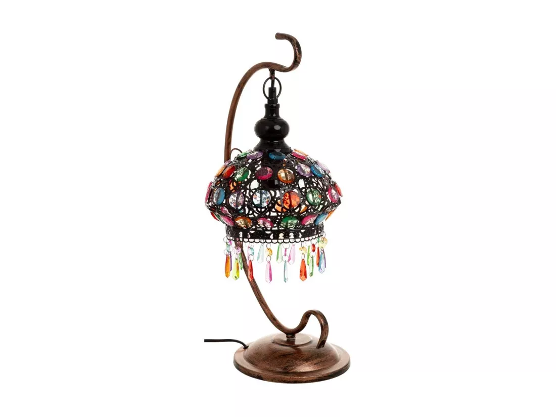 Lampe en métal avec perles en cristal acrylique colorées