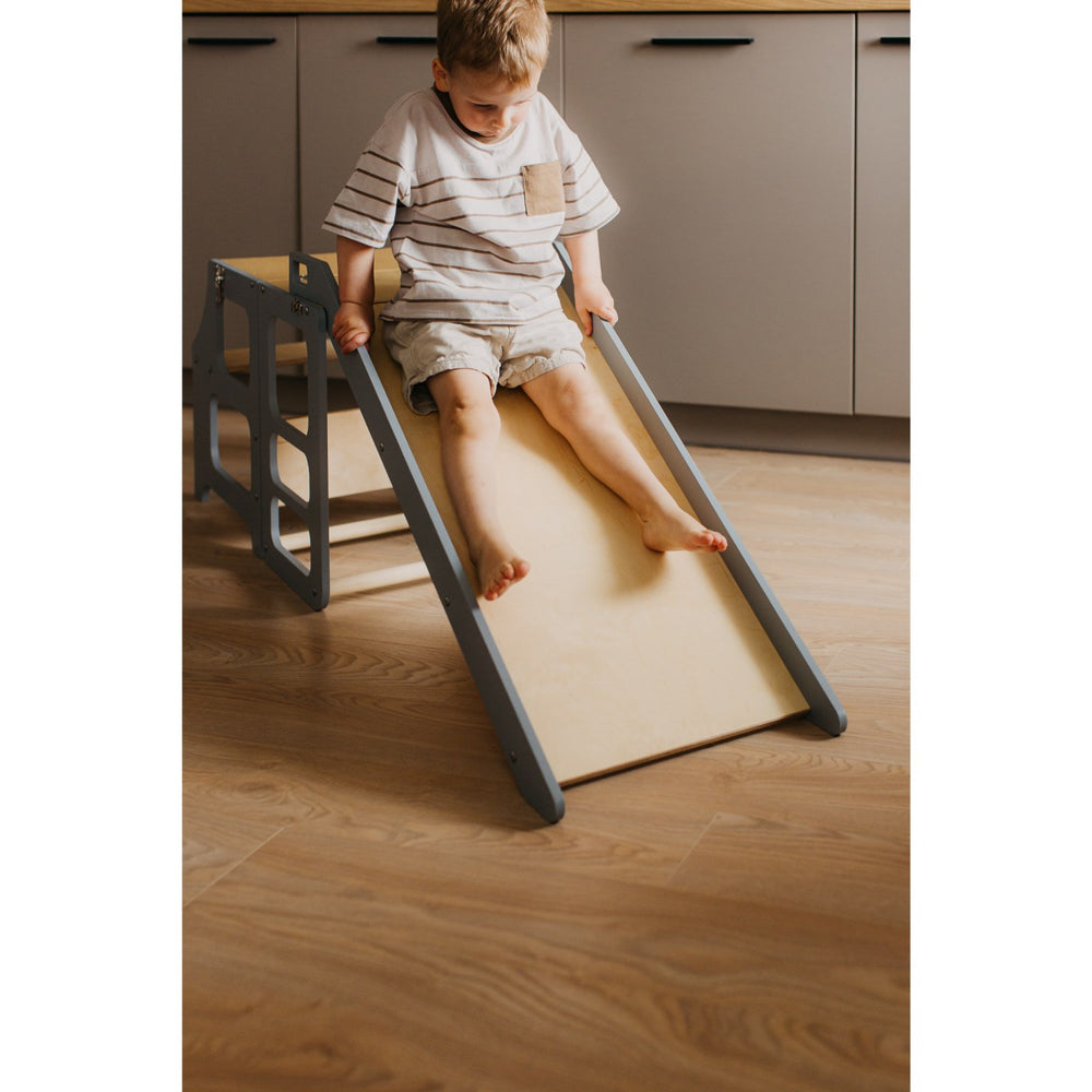Køb Duck Woodworks Læringstårn m. Rutsjebane Grey