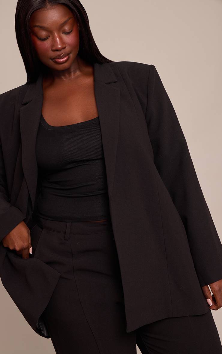 Noir Blazer Dad Oversize Ajusté Plus - Ensemble Coordonné