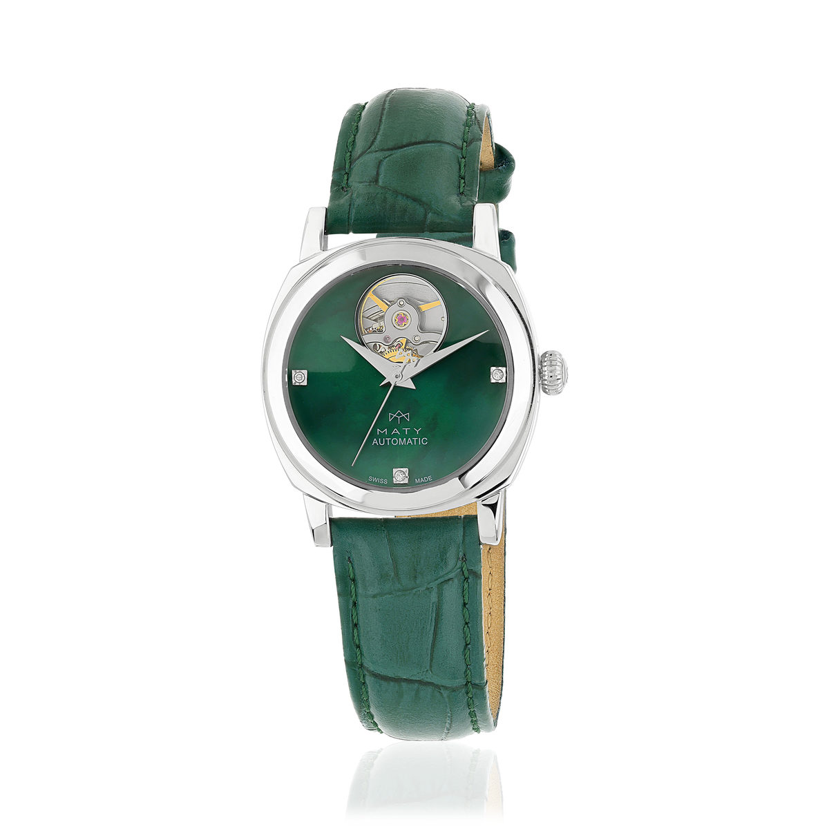 Montre MATY GM automatique cadran vert bracelet cuir vert