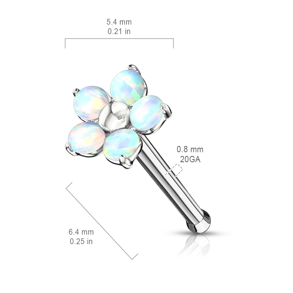 (6mm) Nostril / Helix / Tragus 316L Chirurgenstahl Mehrzweck Stecker Piercing Blume - Silber / Lila