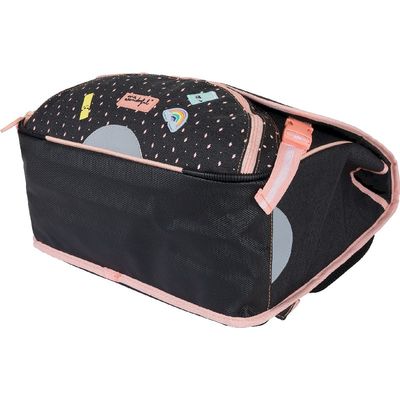Cartable Mr Wonderful 38 cm - 2 compartiments - gris chiné et corail - Oberthur