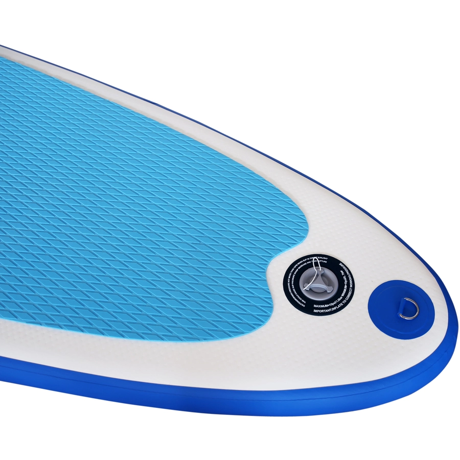 HOMCOM Aufblasbares Surfbrett mit Paddel weiß, blau