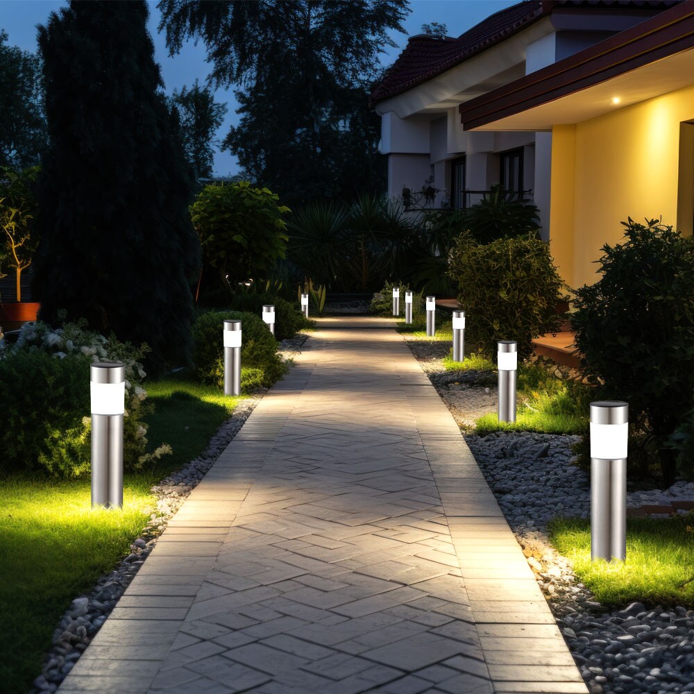 8er Set LED Solarleuchten aus Edelstahl für den Außenbereich