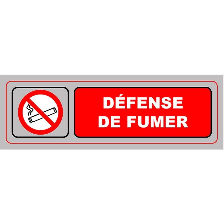 Plaque signalisation viso sign pvc auto-adhesive        defense de fumer 17x5cm