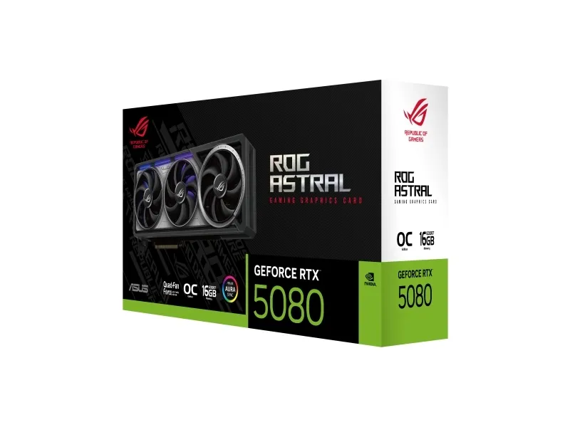 ASUS ROG Astral GeForce RTX 5080 16GB - OC Edition - grafikkort - GeForce RTX 5080 - 16 GB GDDR7 - PCI Express 5.0 - 2 x HDMI, 3 x DisplayPort