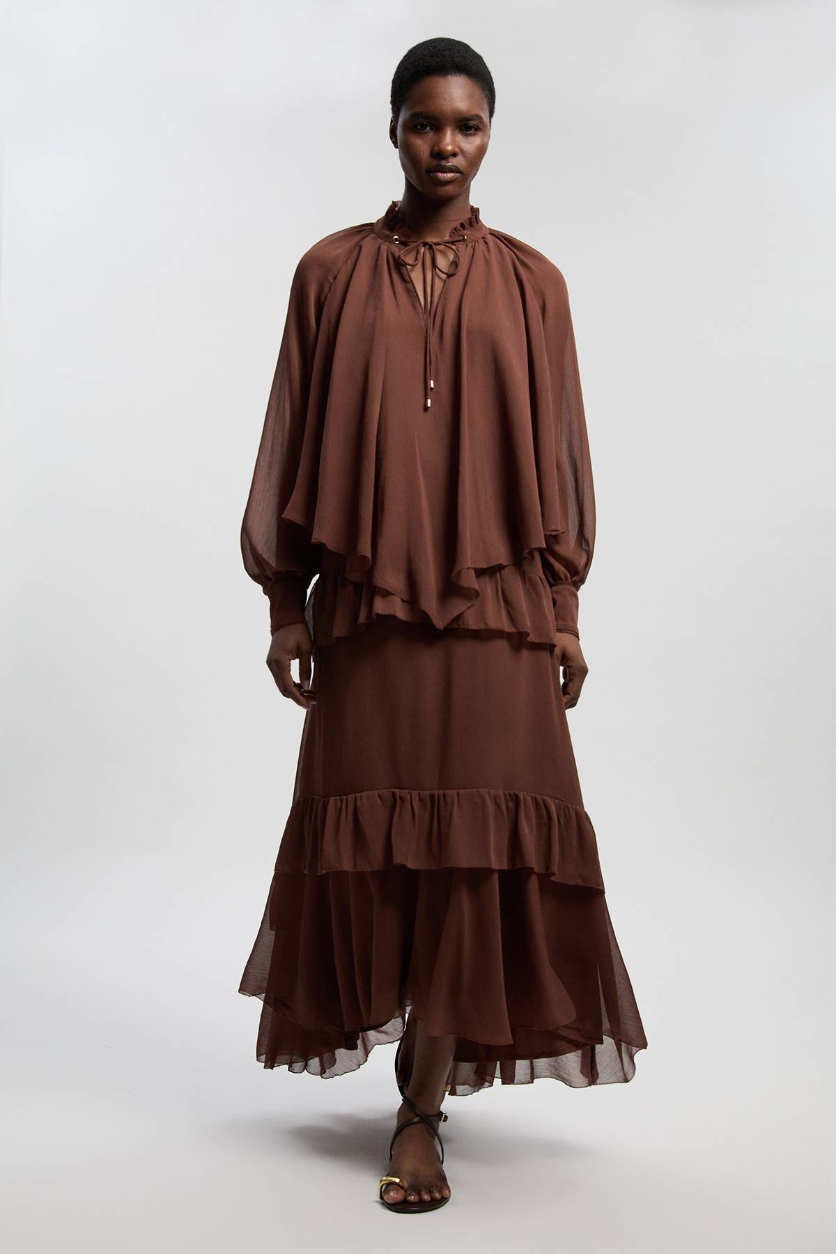 KarenMillen Blouse Tissée En Mousseline Froissée Avec Cape