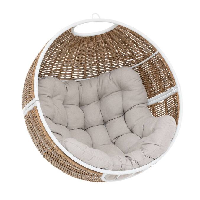 Fauteuil oeuf suspendu ORBIANA Taupe & Blanc