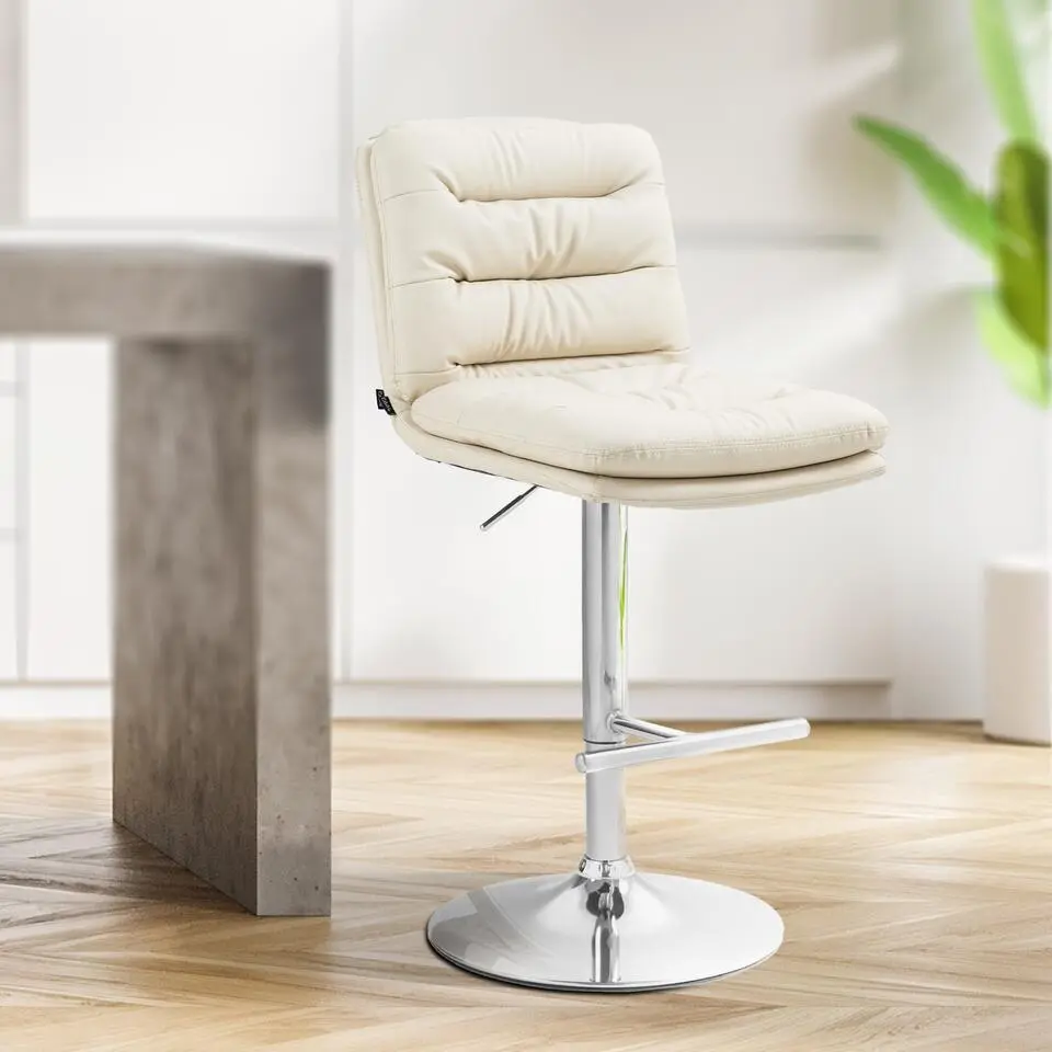 CLP Barkruk Damar chroom Frame - Kunstleer - creme