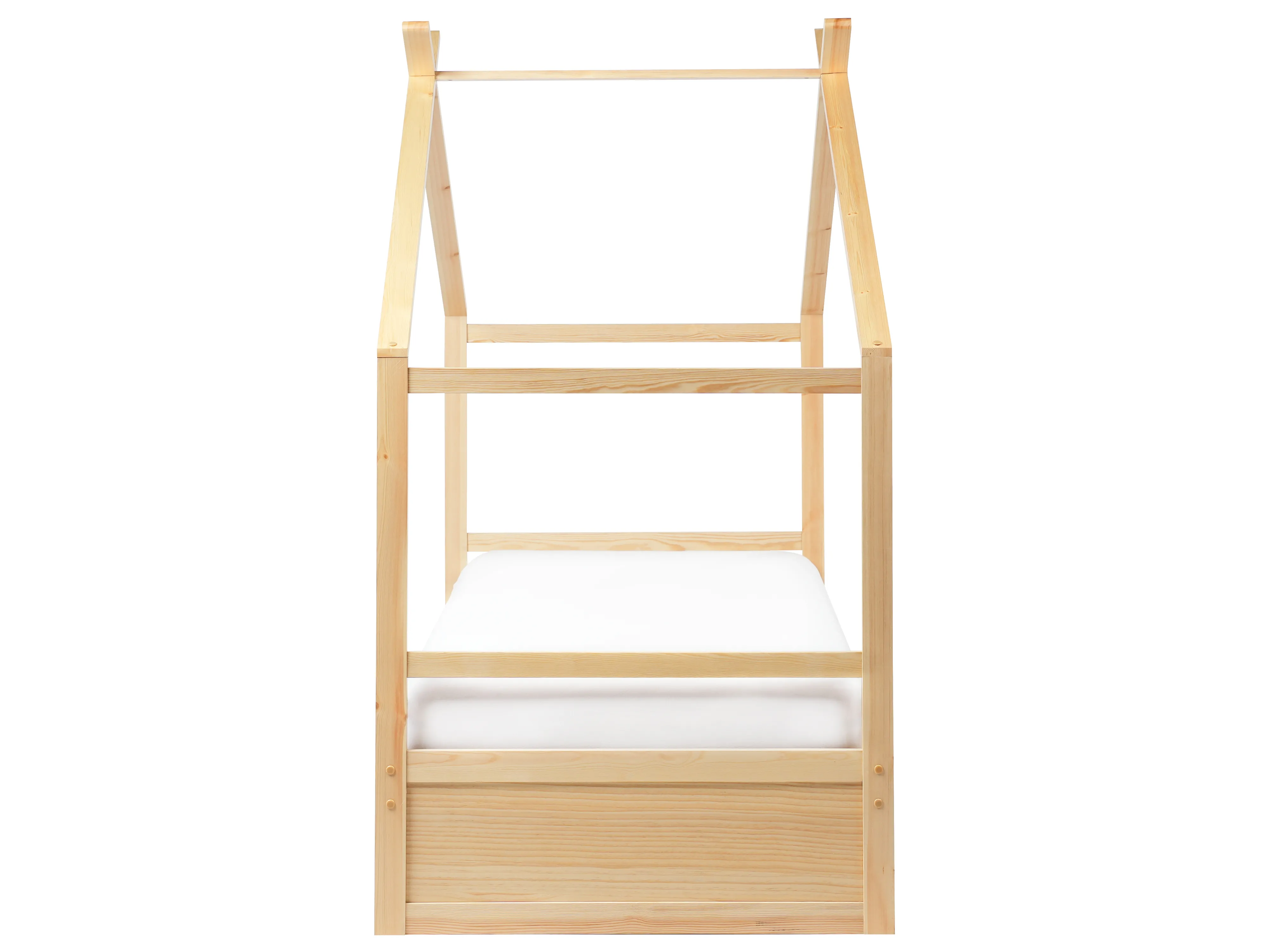 Kinderbed Huis Dennenhout ORGEVAL 90 x 200 cm met opbergruimte Lichtbruin