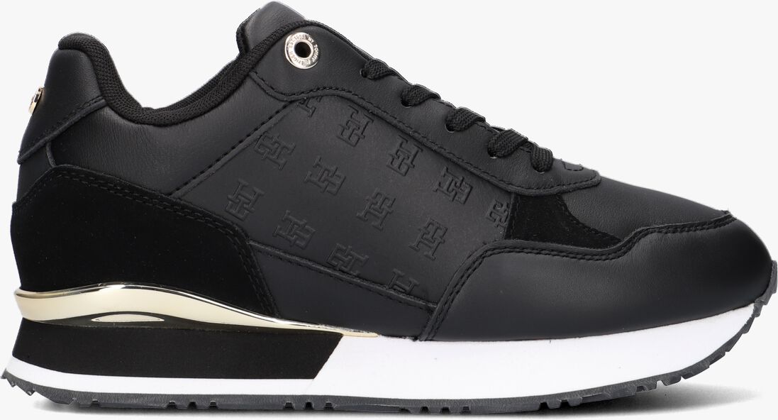 TOMMY HILFIGER zwarte tommy hilfiger lage sneakers metallic monogram emboss sneaker