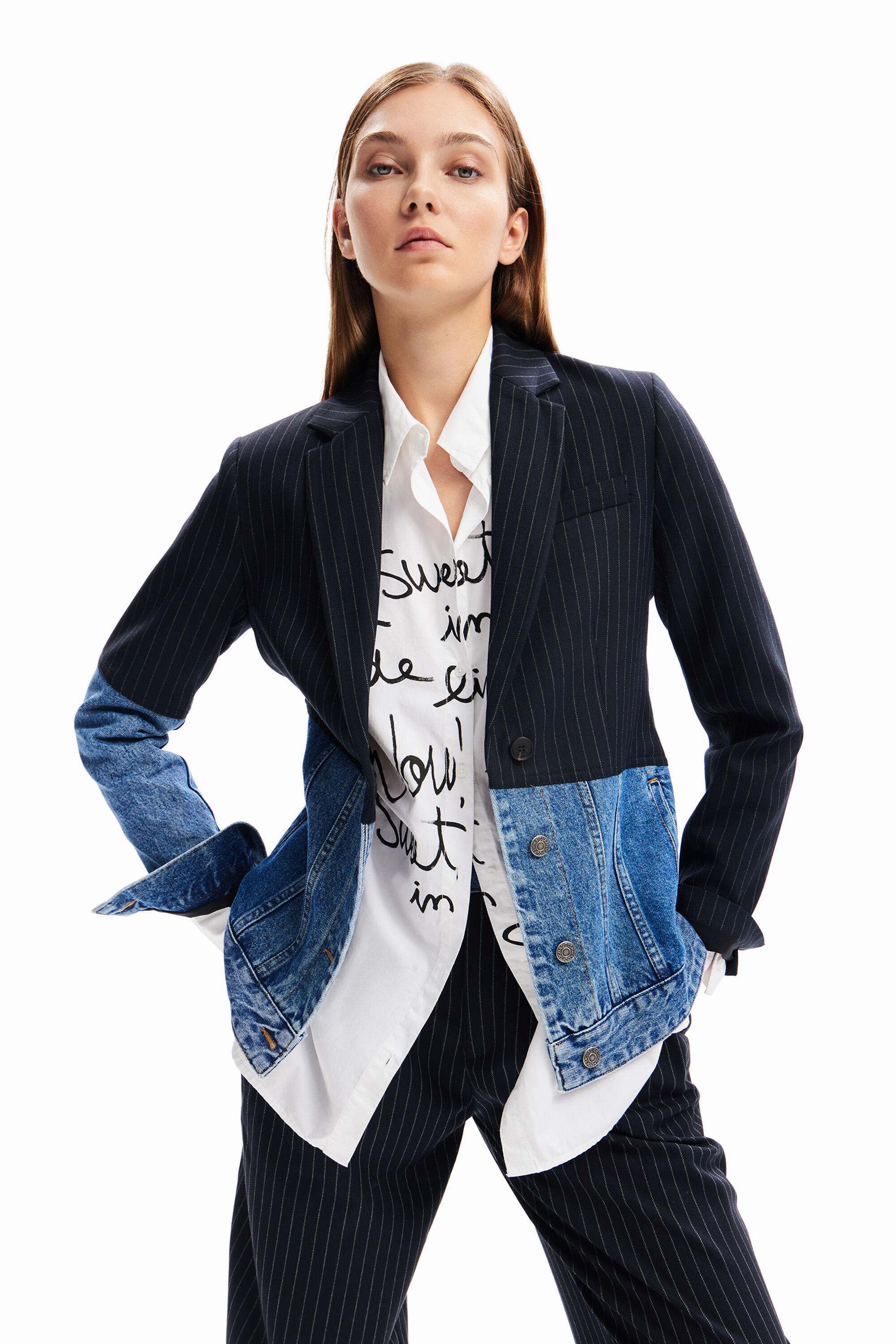 Blazer híbrido em denim