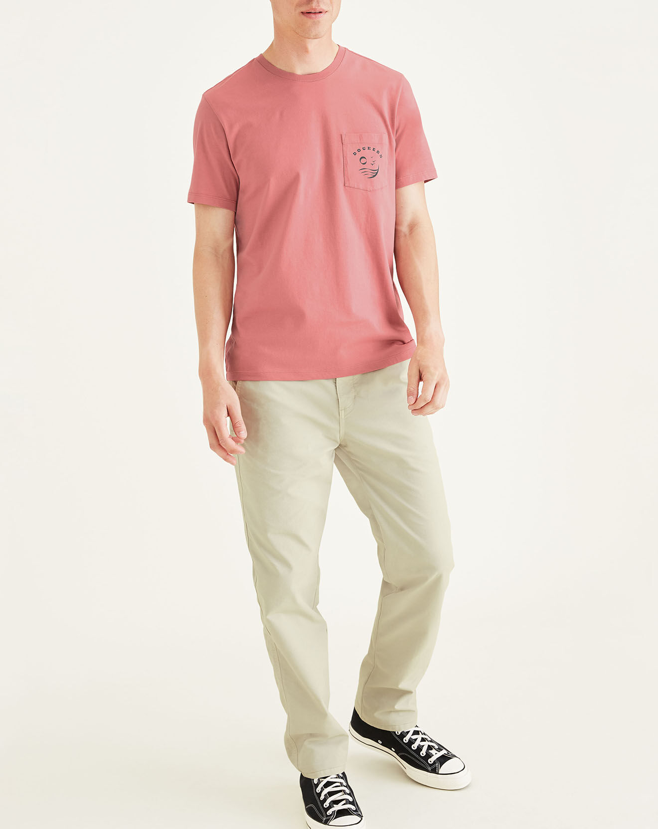 Dockers T-Shirt 100% Coton Bio Logo Pocket rose