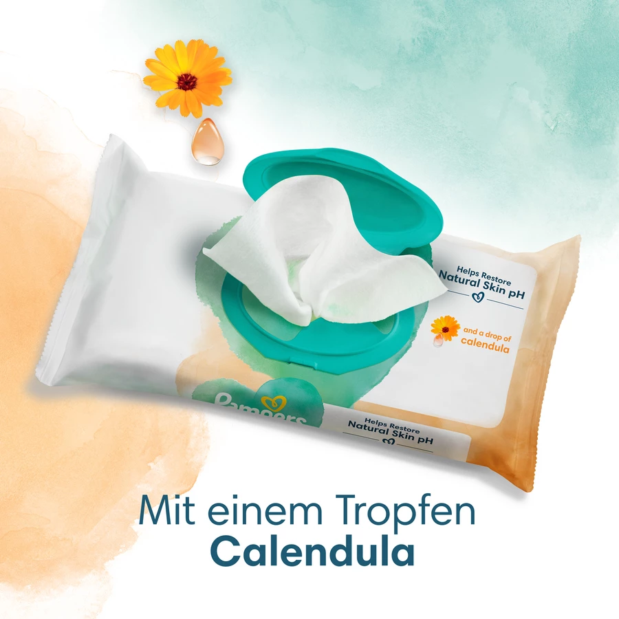 Pampers Feuchttücher Harmonie Protect & Care Calendula, 396 Tücher (9 x 44 Stk)