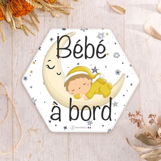 Autocollant bébé à bord   Clair de lune        de               Irréversible