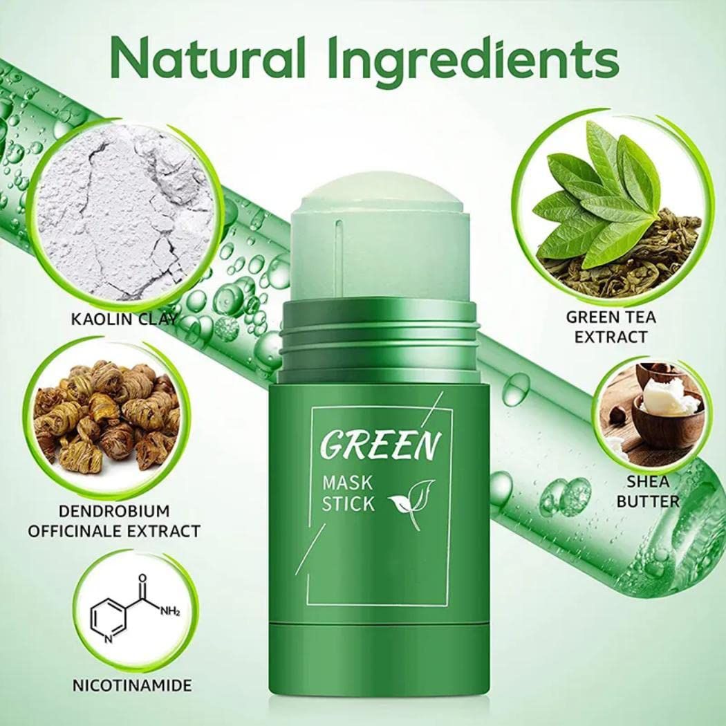 AONAT  2 Stück Grüner Tee Maske,Green Mask Stick,Grüntee Purifying Clay Grüntee Maske Ölkontrolle