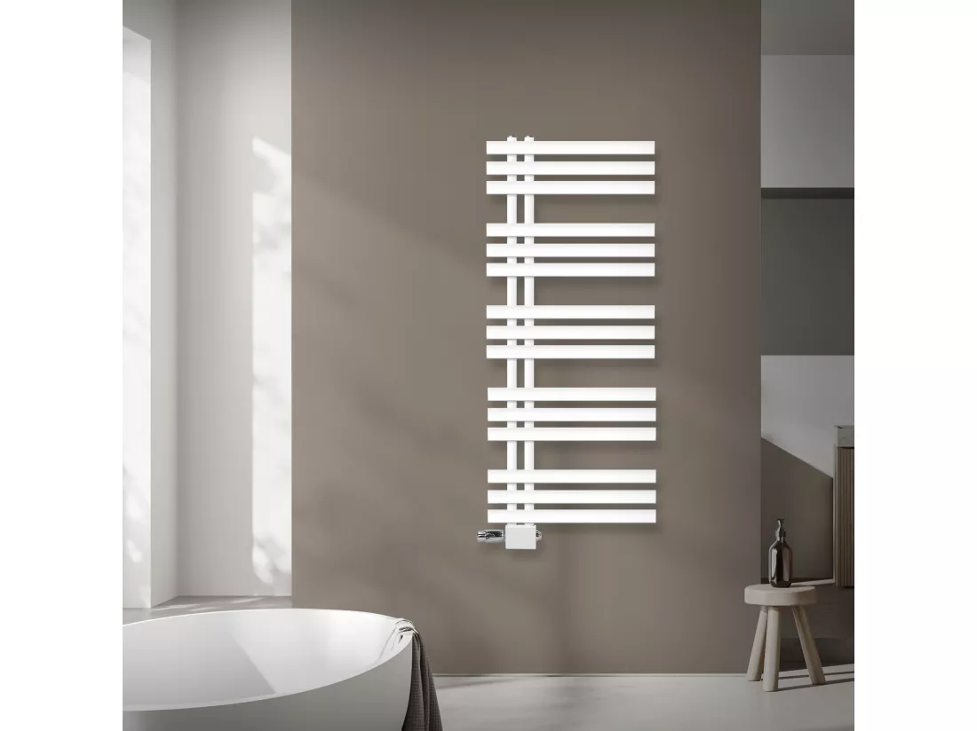 Radiateur de Salle de Bain Iron EM 500x1200 mm, Blanc, Thermostat+Garniture