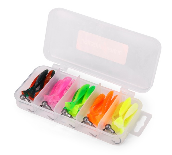 Boîte Fish4all Mini Softbait & Jighead Box (30 Pièces)