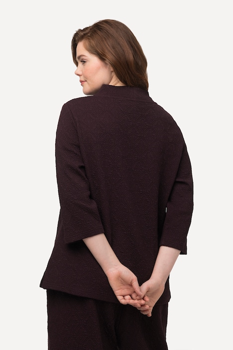 Sweatshirt, Struktur, Stehkragen, 3/4-Arm, Biobaumwolle