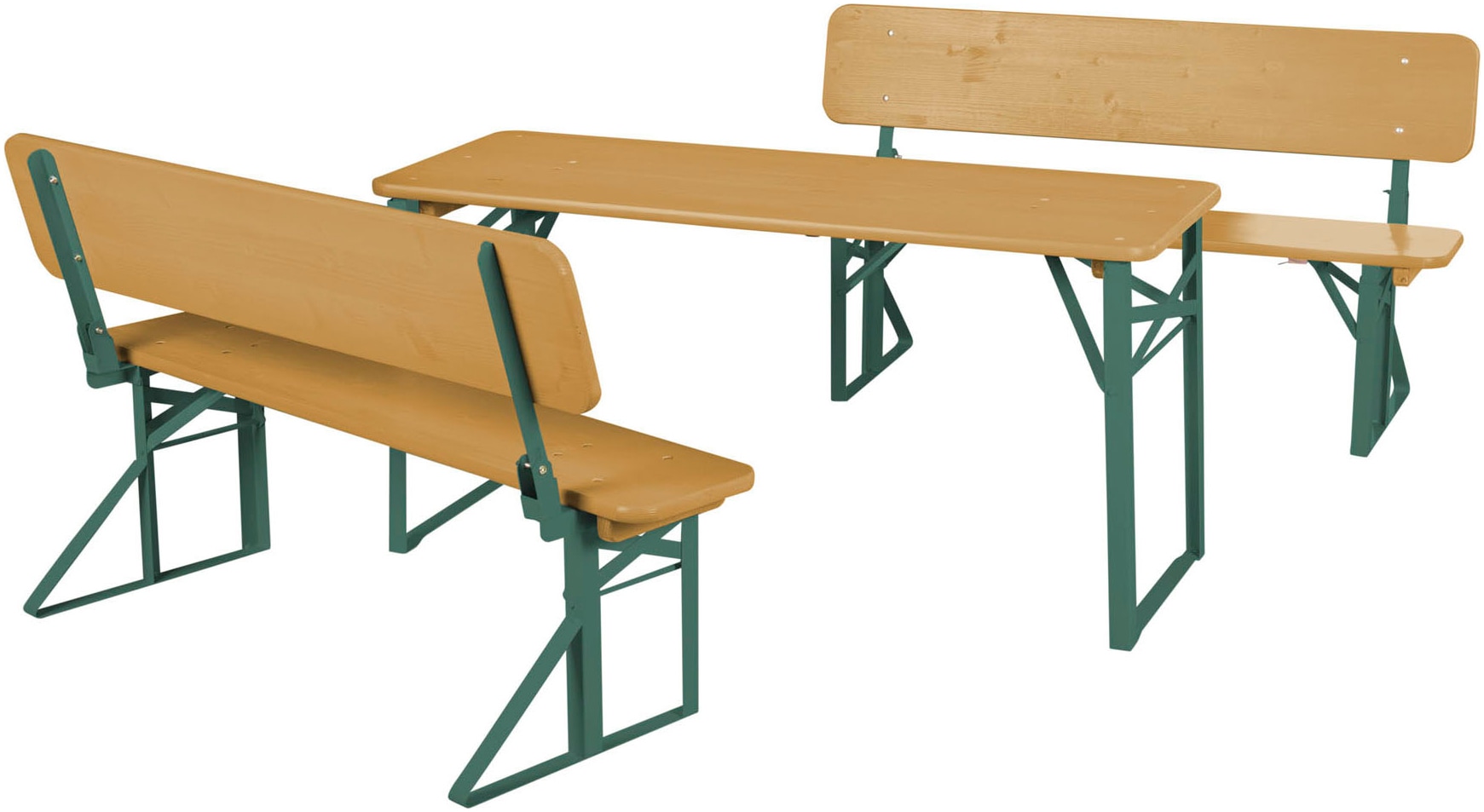 roba® Kindersitzgruppe »Outdoor Party-Garnitur für Kinder, natur/grün, aus Holz« 3 Stk. tlg. mit Lehne; FSC® - schützt Wald