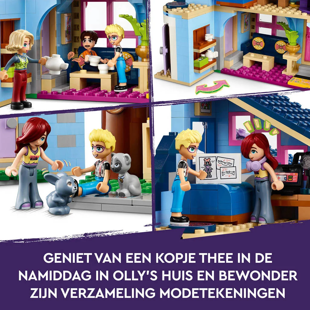 Heerlijk om te bouwen!Olly en Paisley's huizen Speelgoed Speelhuis Set met Mini Poppetjes 42620