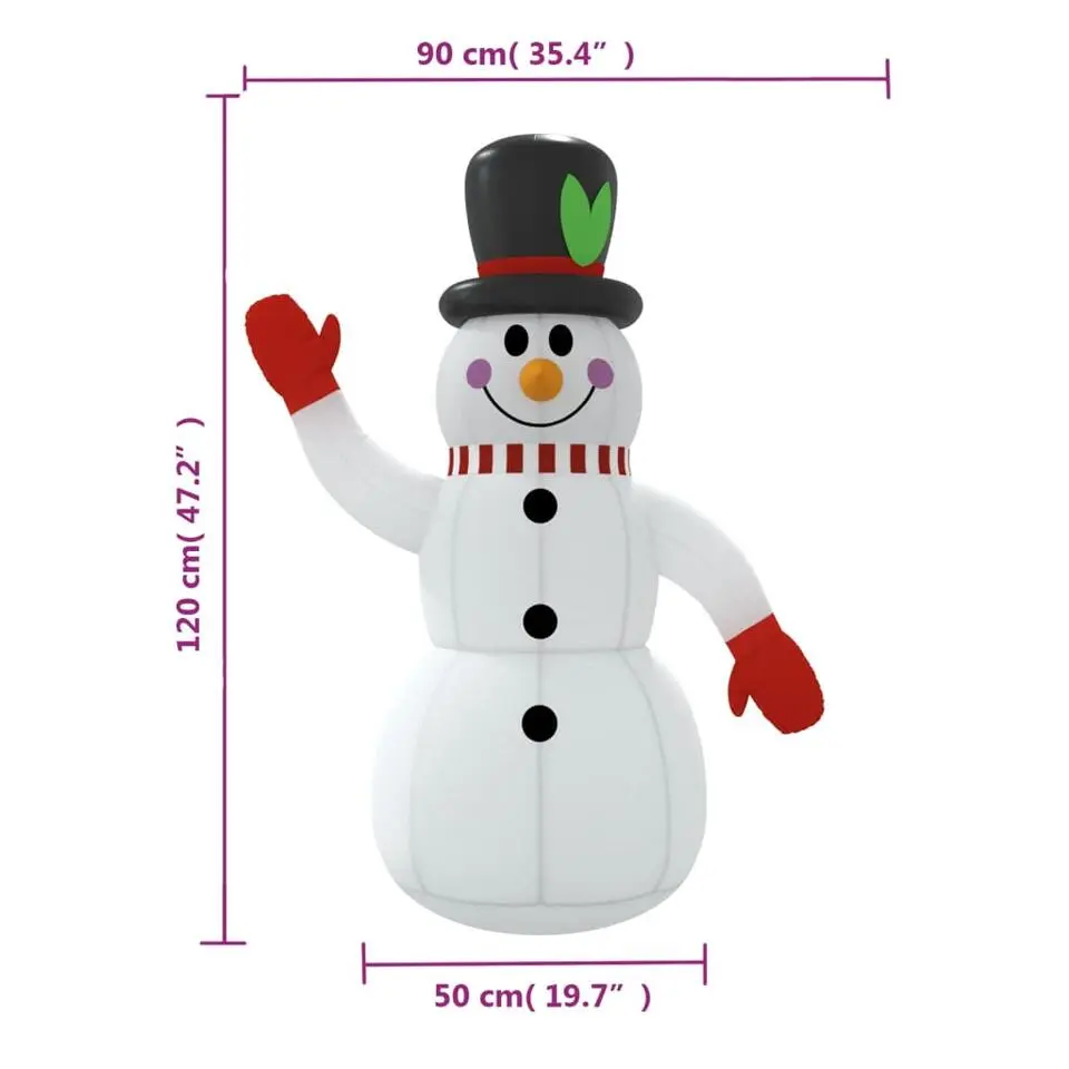 vidaXL - Sneeuwpop opblaasbaar met LED's 90x50x120 cm - Oxford stof