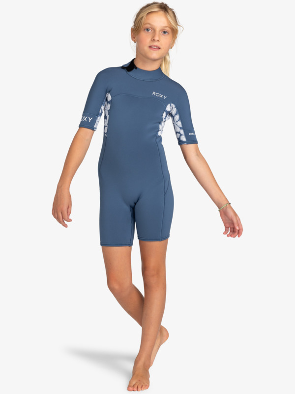 2mm Swell Series Springsuit manches courtes back zip Bleu Fille 8-16 ans