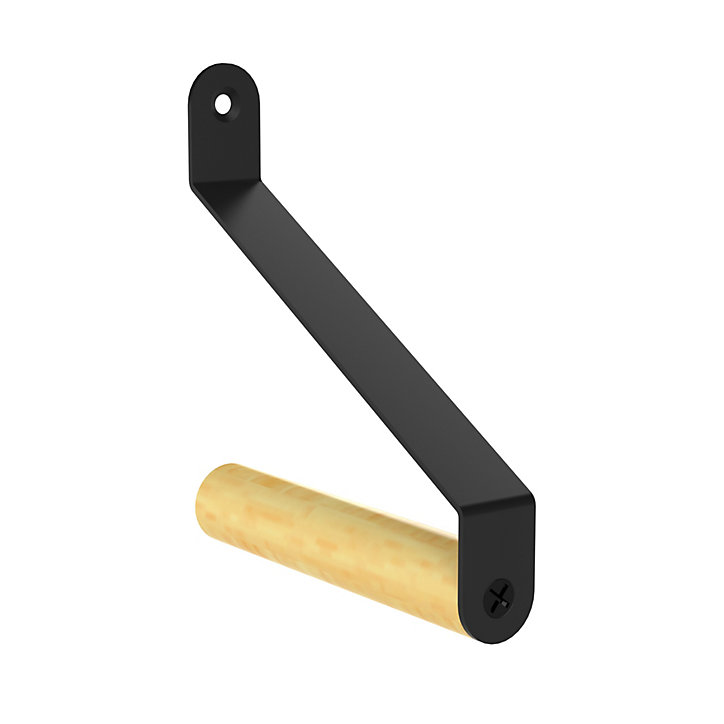 Mini-penderie murale L. 13,3 cm Cime bois brut et métal noir mat