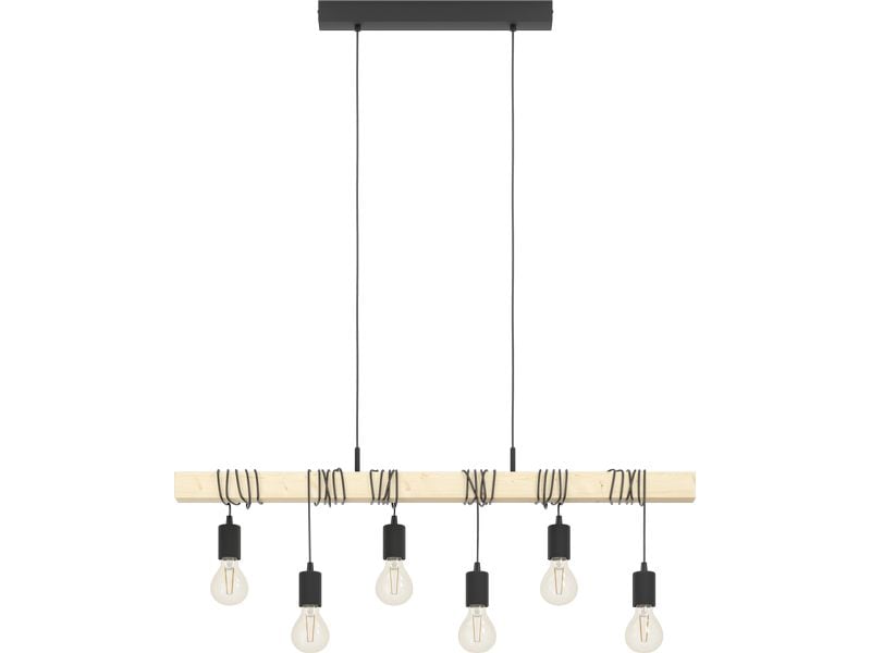 EGLO Leuchten Pendelleuchte TOWNSHEND schwarz, braun exkl. Hängeleuchte