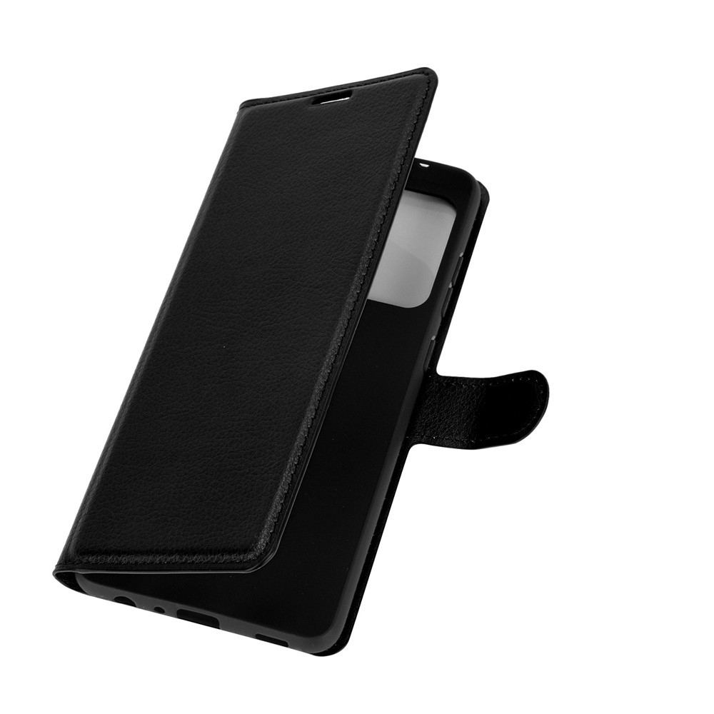 Samsung Galaxy A52s 5G / A52 (5G) Leder Tasche Flip Cover Litchi Look - Schwarz