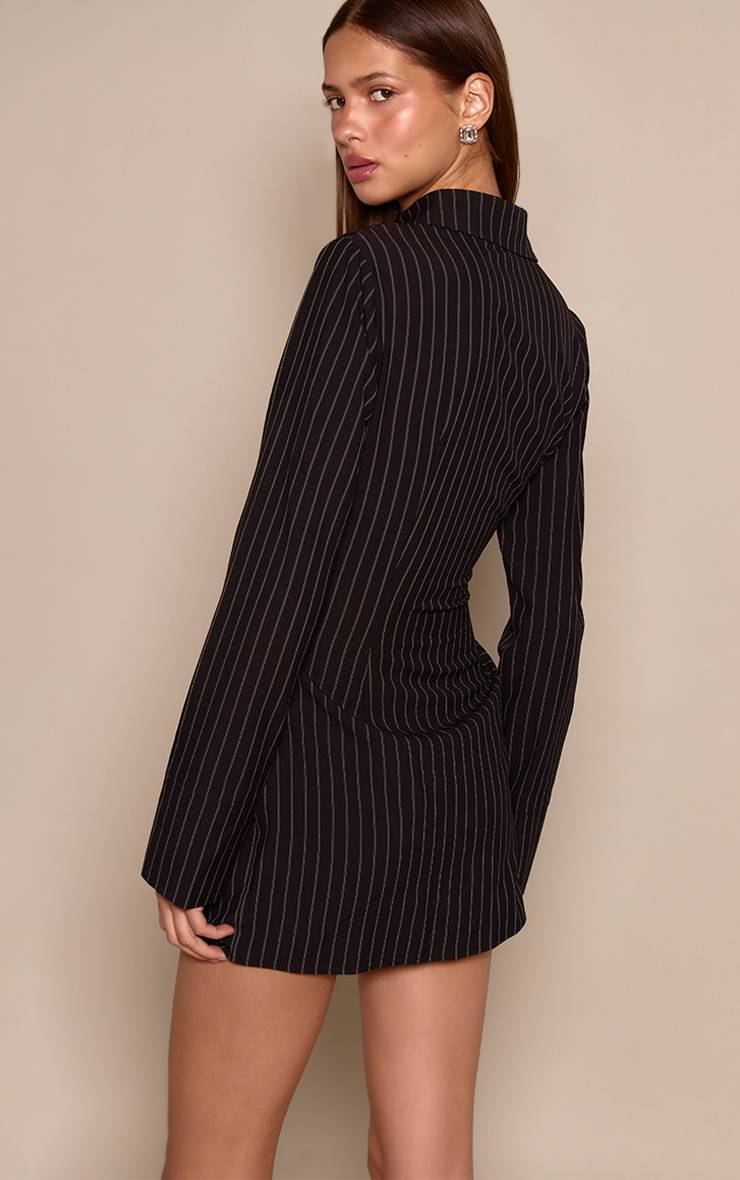 Noir Robe Moulante À Rayures Tennis Manches Longues