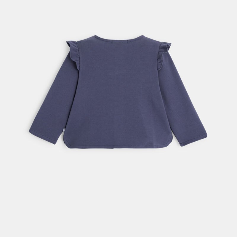 Sweat pressionné à volants bleu bébé fille Bleu