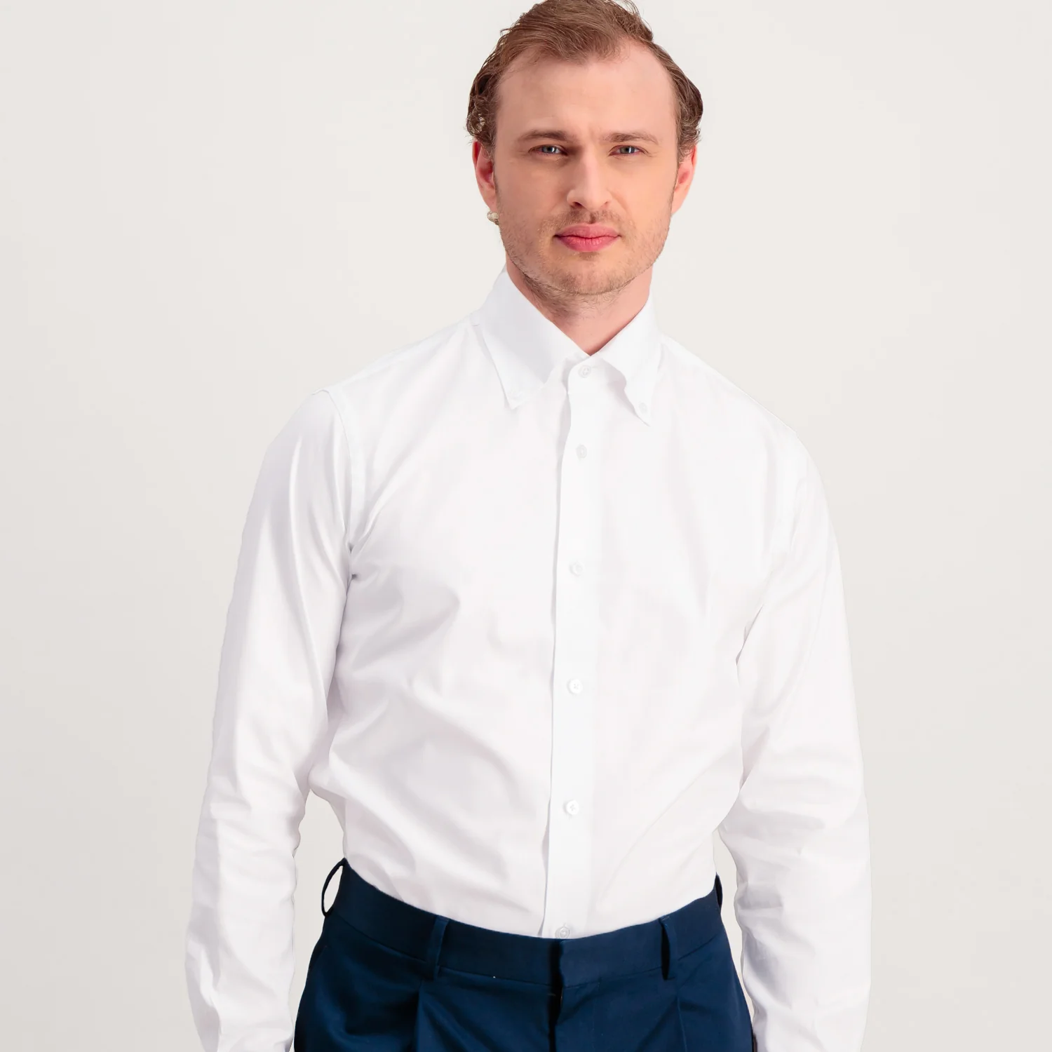 White double-twisted Oxford shirt