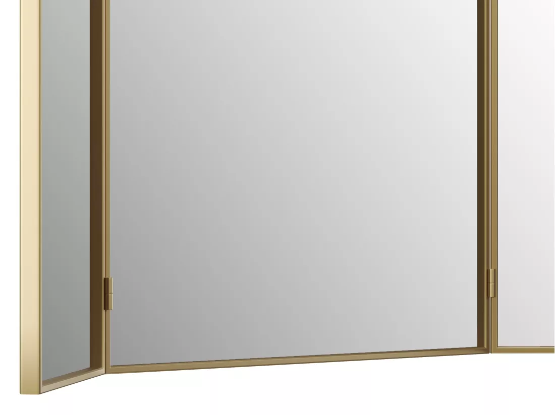 Miroir de barbier en métal doré - L. 85 x H. 70.5 cm - Doré - QIANA
