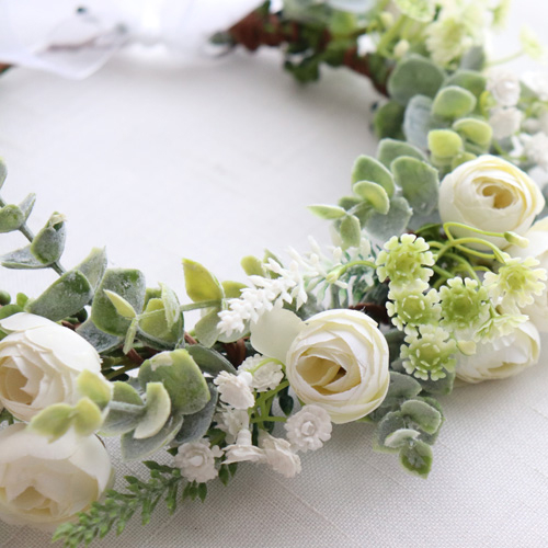 (Ø17cm) Haar Blumenkranz Party Accessoire Rosen Haarband für Hochzeit / Junggesellinnenabschied - Grün / Rosa