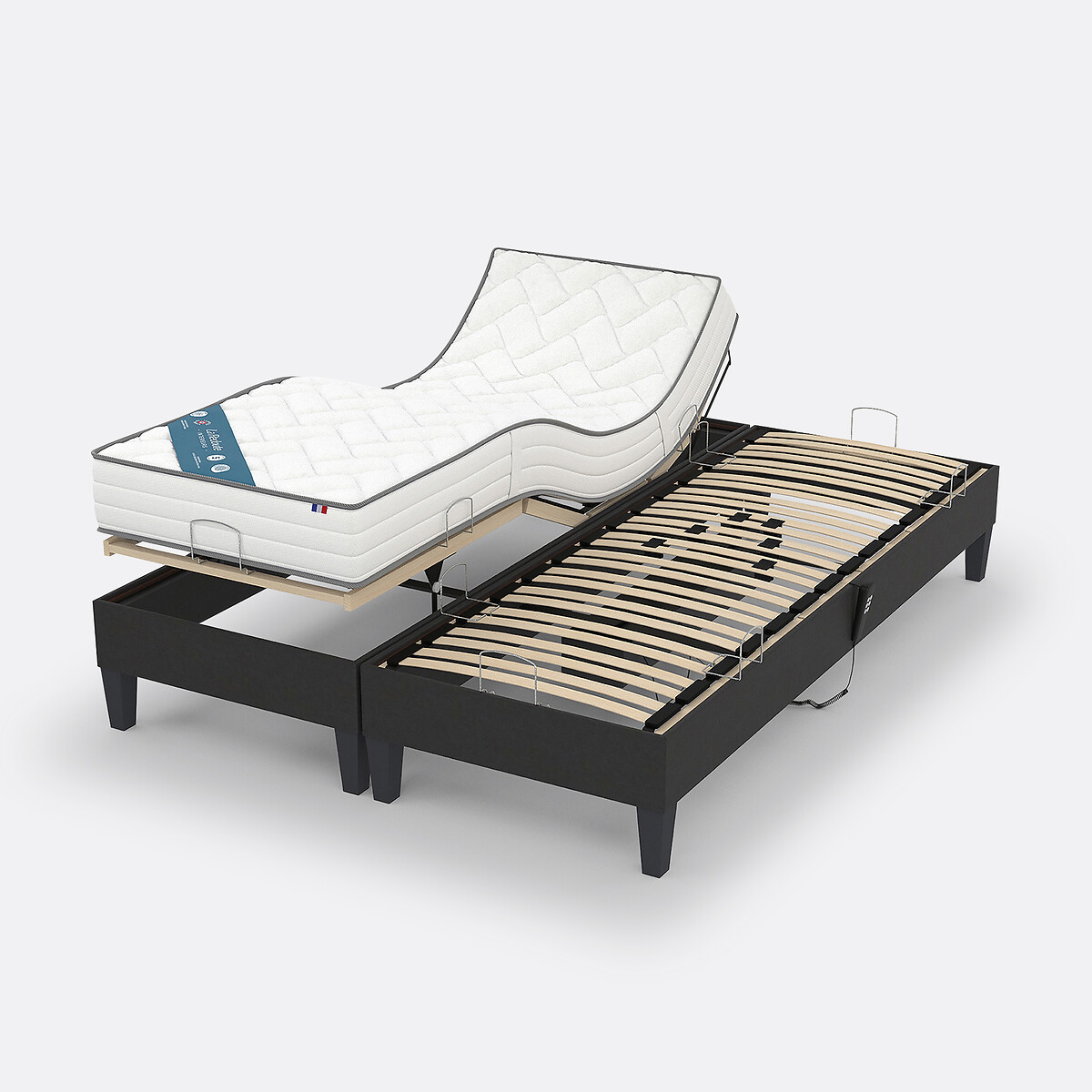 LA REDOUTE INTERIEURS<br>Conjunto elétrico. Com ripas revestidas com tecido decorativo, colchão de látex.