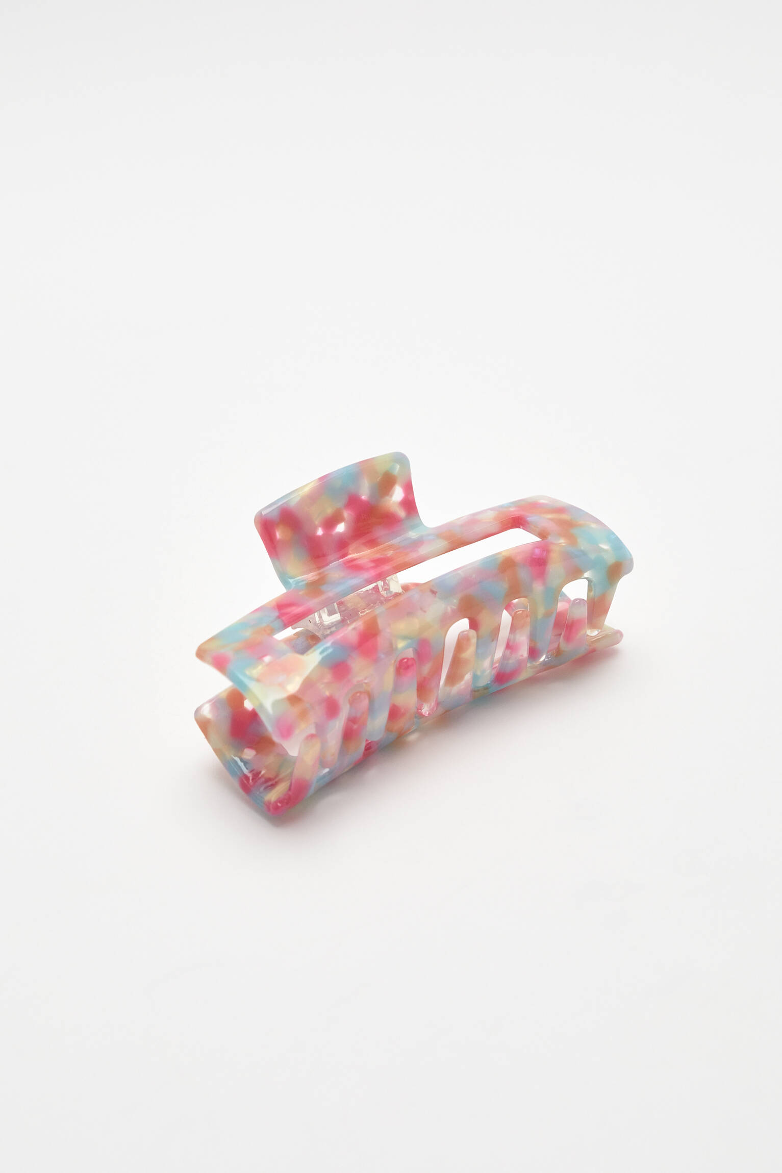 Presilha de cabelo com efeito tartaruga multicolorido - rosa