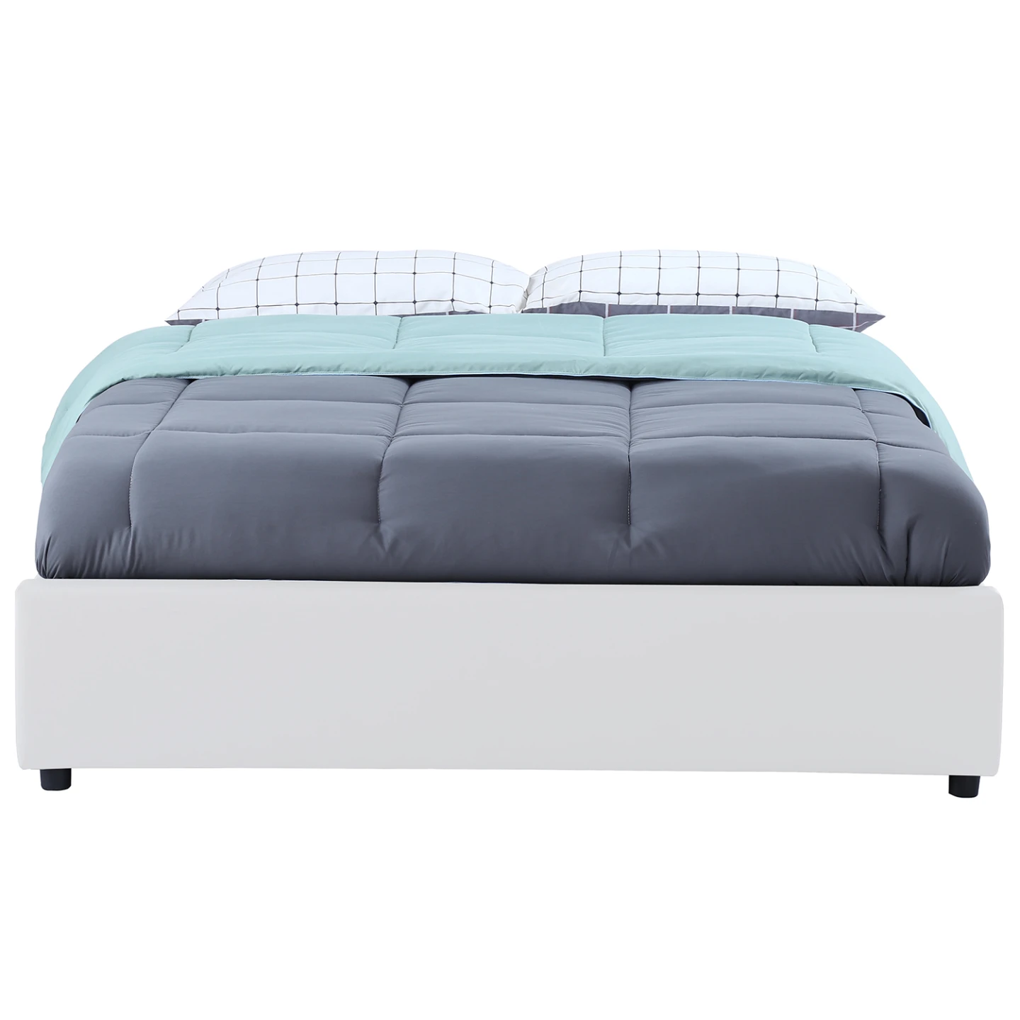 Lit coffre double MIAMI avec sommier 140 x 190 cm PVC blanc