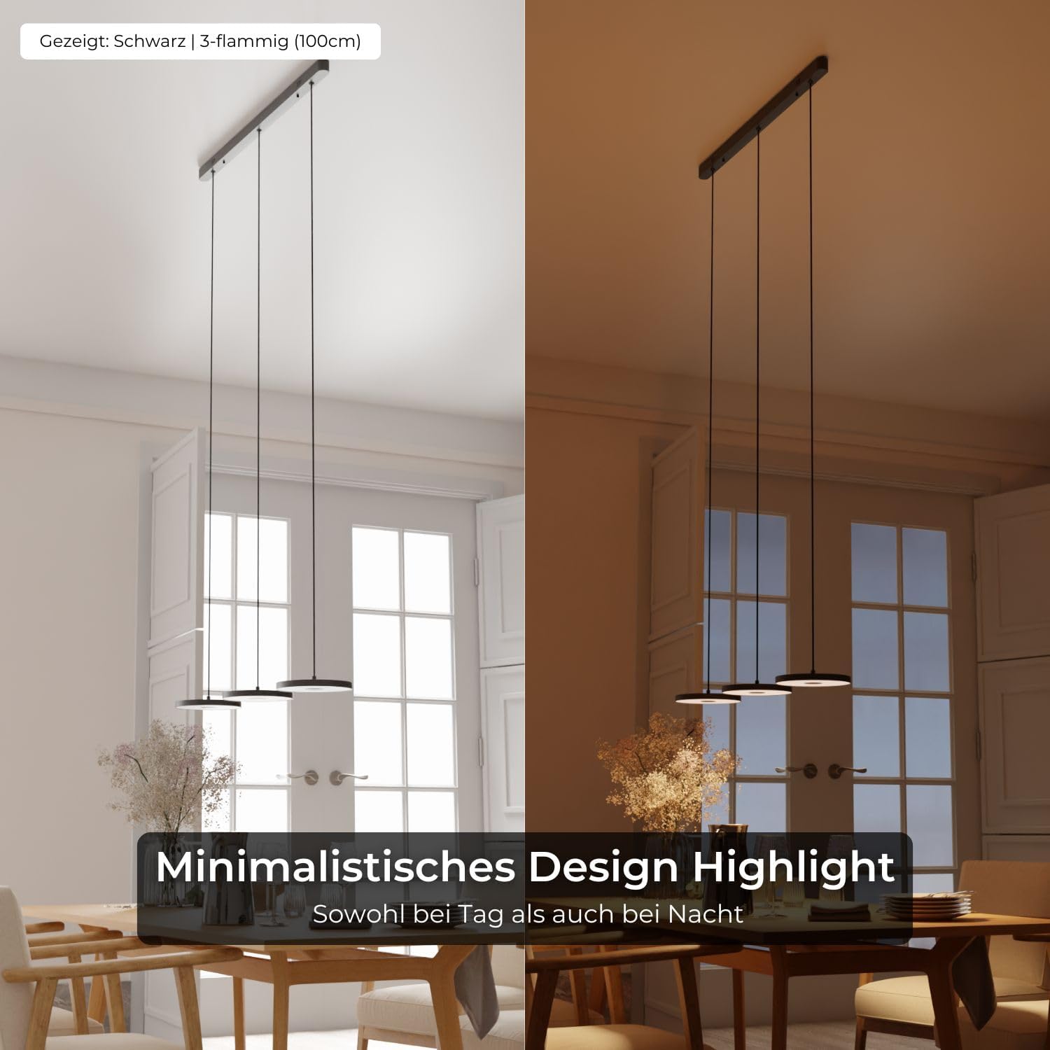 Dimmbare Pendelleuchte 'Evanos', LED Deckenleuchte, moderne Hängelampe Esstisch Wohnzimmer Smart Home Alexa Google Home Tuya