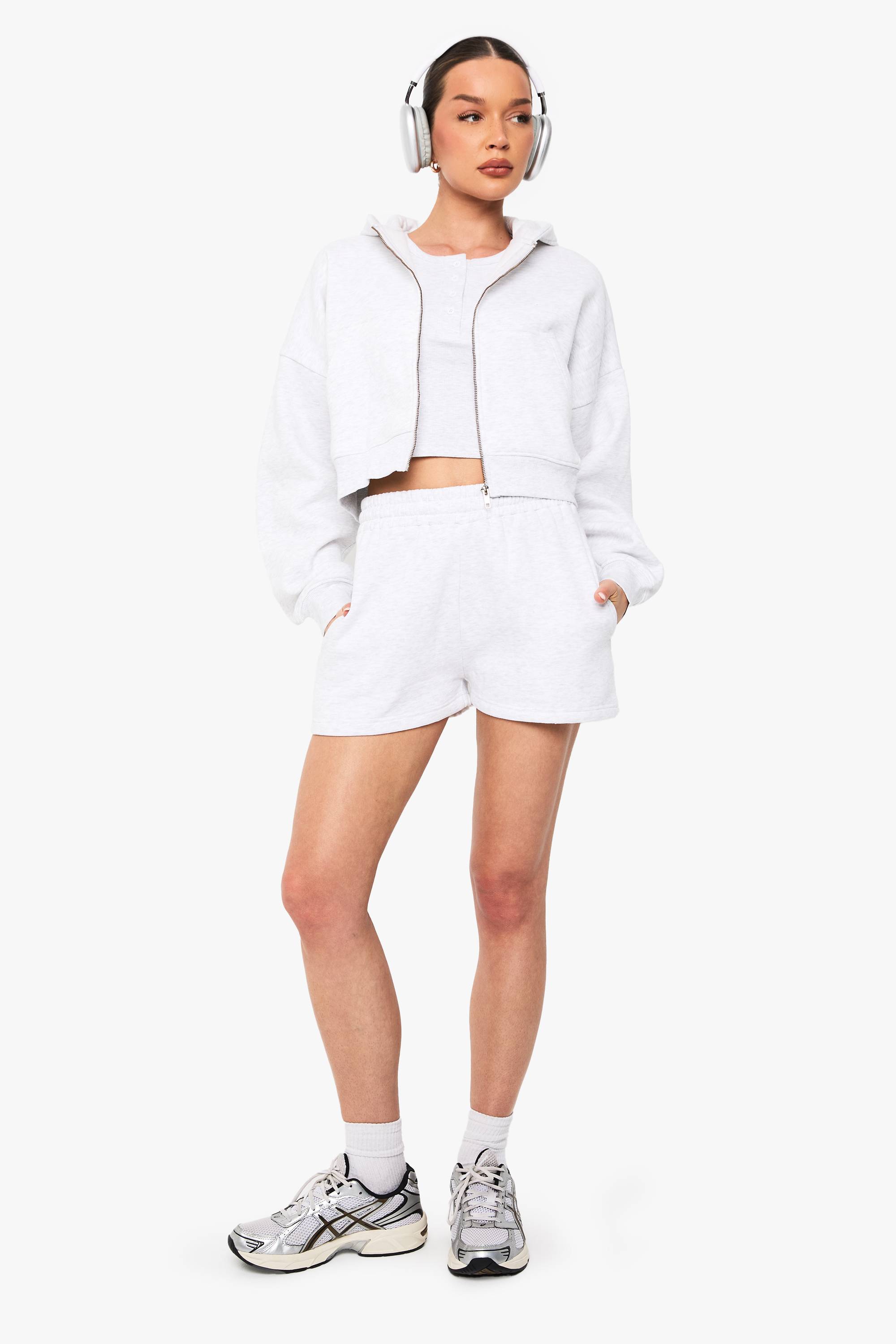 boohoo Short de sport taille haute avec cordon de serrage interne