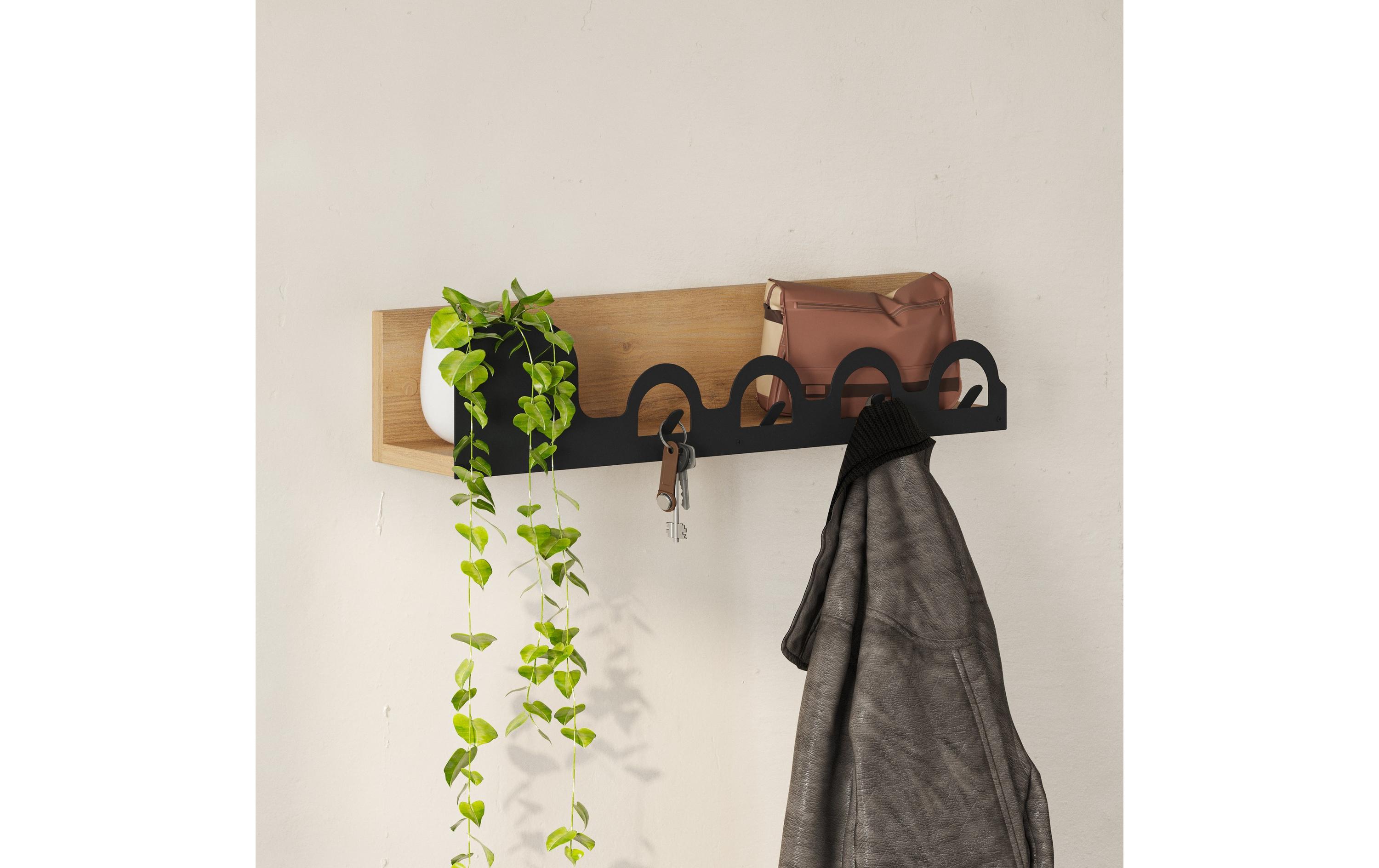 Wandgarderobe Liora Sapphire 4 Haken, Beige/SchwarzKleiderhaken