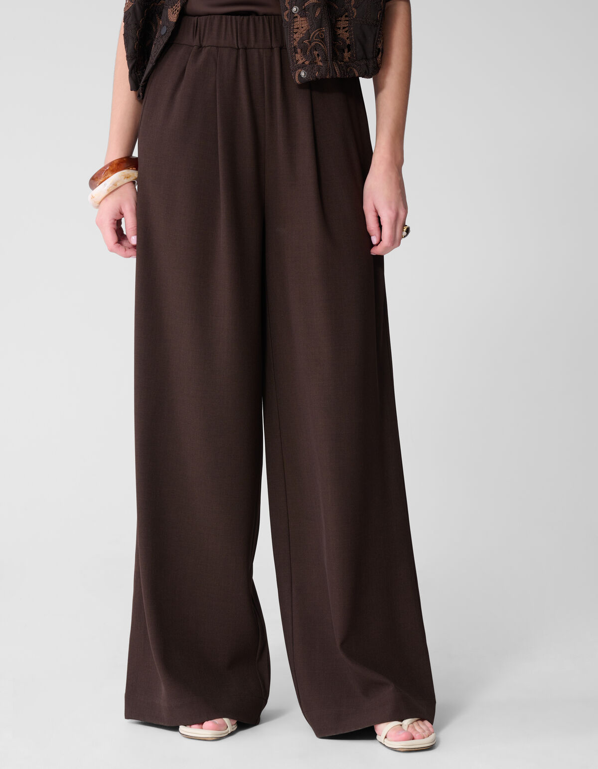 Wide Leg Fit Broek Donkerbruin By Mieke