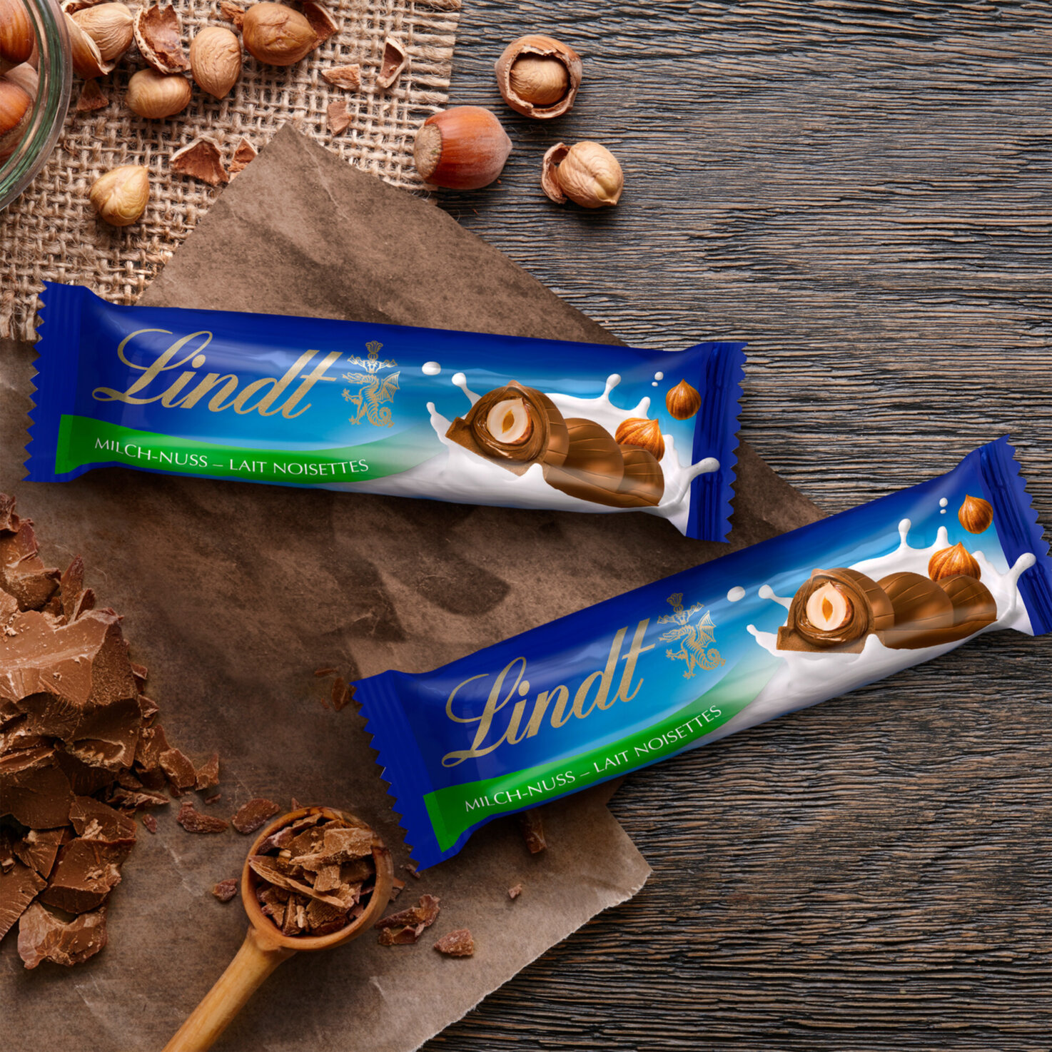 Lindt Schokoladenriegel Milch Nuss Multipack