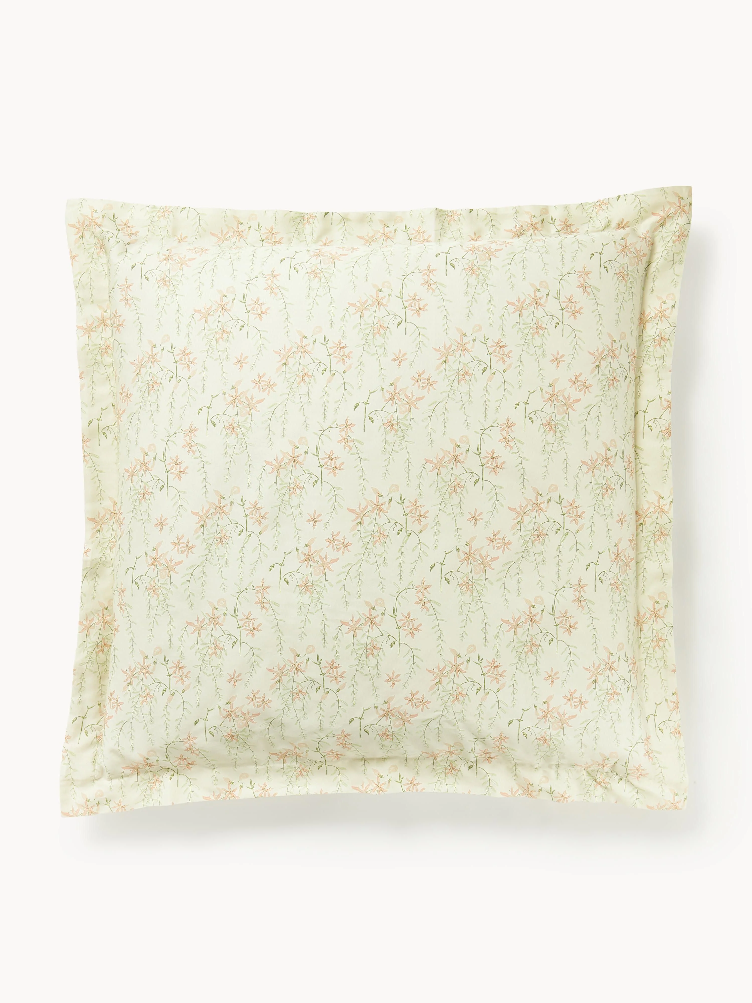 Katoensatijnen kussenhoes Leticia met bloemenprint
