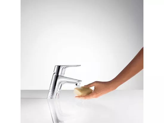 Mitigeur lavabo HANSGROHE 70 sans tirette ni vidage bas débit chrome + nettoyant Briochin