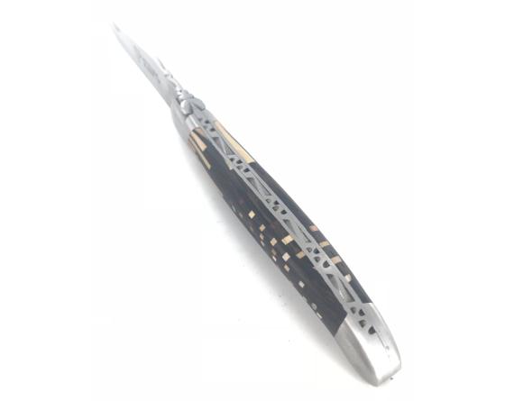Laguiole 12 cm- Puzzle Etincelle - 2 mitres Couteau de poche par Laguiole en Aubrac