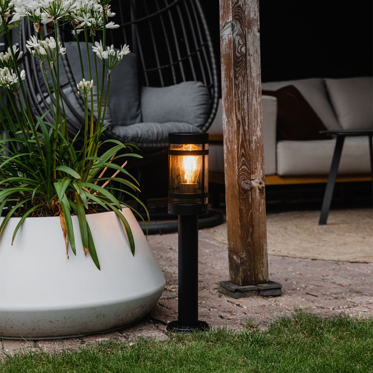Moderne buitenlamp zwart 50 cm IP44 - Gleam