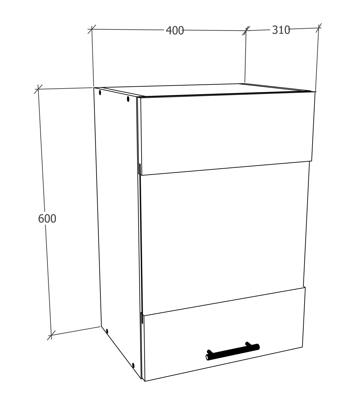 Glas-Hängeschrank ESILO - weiß - Sonoma Eiche - 40 cm