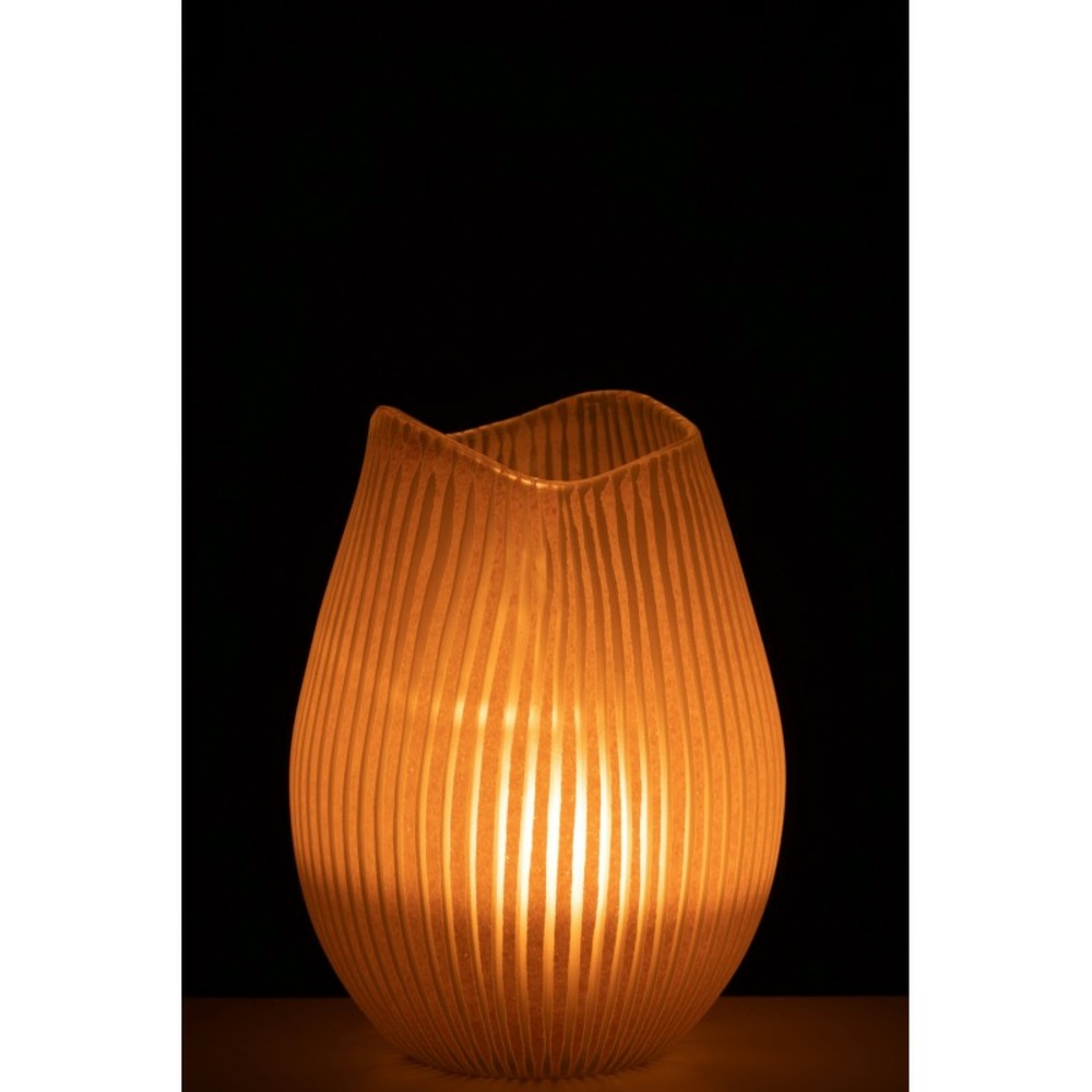 Vase lignes en verre rose 20x20x31 cm